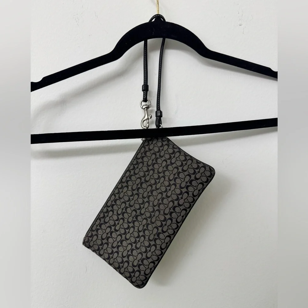 Coach Soho Black Mini Signature Wristlet